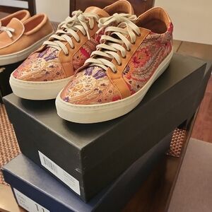 Used Taft Red Paisley Learher Colorful Patterned Men's Sneakers Size 11